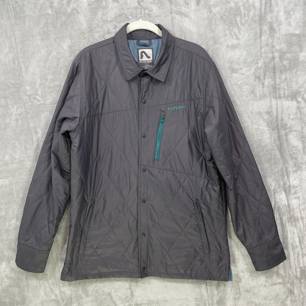 Flylow‎ Jacket Men's Size M Quilted Snap Shacket Lightweight Insulated Gray
